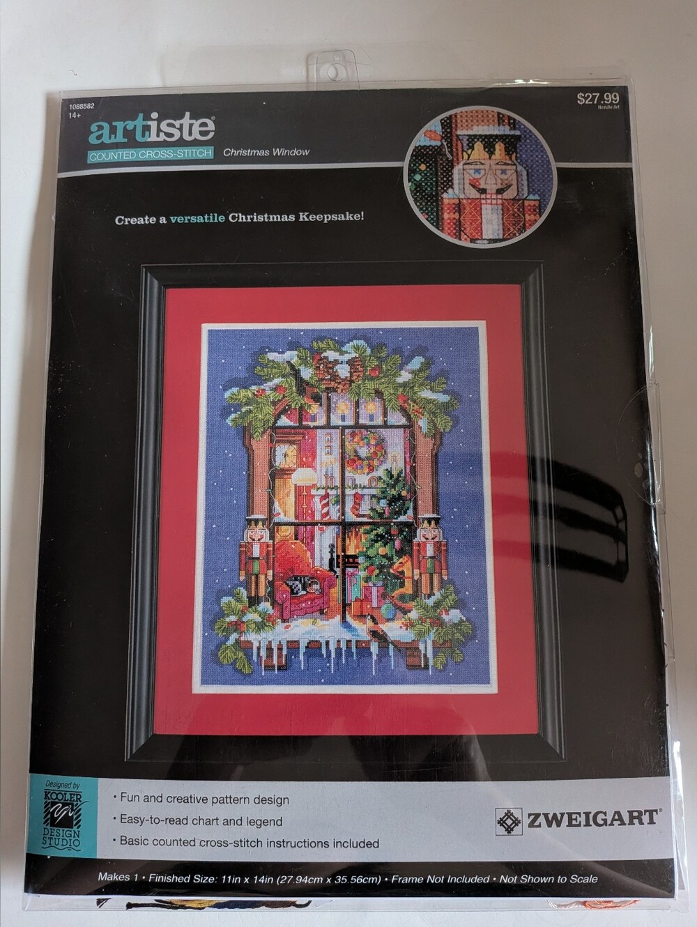 Artiste Counted Cross-Stitch Christmas Window Kit # 1088582 NEW